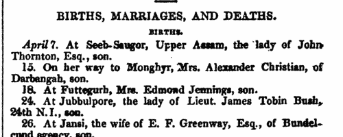 Ceylon Deaths
 (1843)