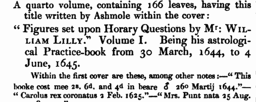 Astrologer's Clients
 (1644-1645)