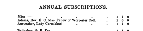 Oxford Area Supporters of the Church Missionary Society: Annual Subscriptions
 (1848)