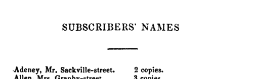 Subscribers to Memoir of Thomas Cranfield by his Son (1839)