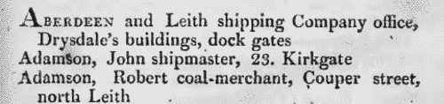 Tradesmen and Professionals in Leith
 (1819)