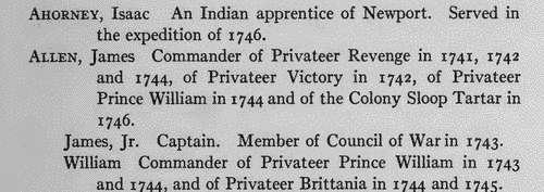 Rhode Island Soldiers and Sailors
 (1740-1748)