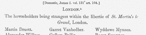 Foreigners in London: St Martin le Grand (1621)