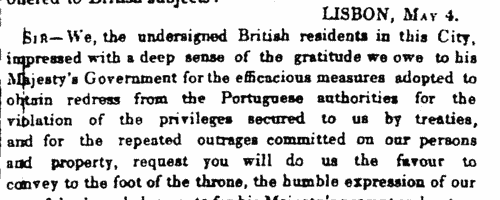 British Residents in Lisbon (1831)