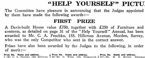 Picture Judging Competition Prizewinners
 (1935)