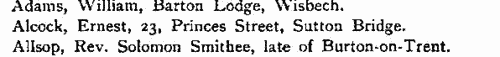 Subscribers to the History of Wisbech
 (1898)