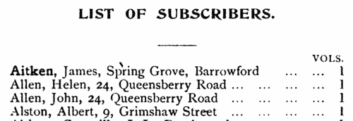 Subscribers to Rhymes and Dreams
 (1895)