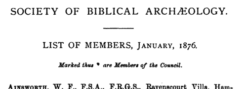 Lady Members of the Society of Biblical Archaeology (1876)