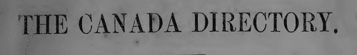 Residents of Bayfield, Canada (1851)