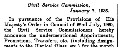 General Register Office, England, Officials (1935)