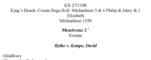 Devon Entries in the Court of King's Bench (1558)