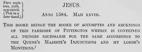 Inhabitants of Pittington, county Durham (1584)