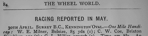 Racing Cyclists at Kennington (1881)