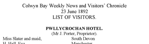 Visitors to Colwyn Bay from Abergavenny (1892)