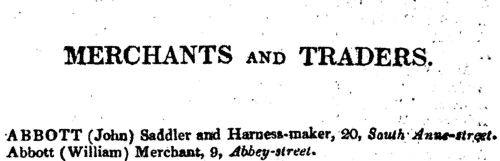 Merchants and Traders in Dublin (1830)