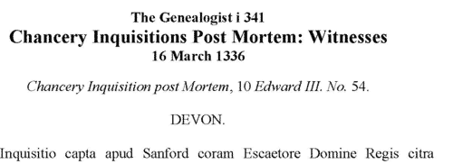 Witnesses to Devon Inquisitions (1336)