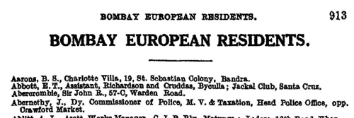 European Residents of Bombay (1939)